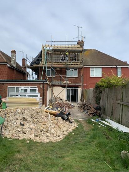 Residential rear extension during structural building work